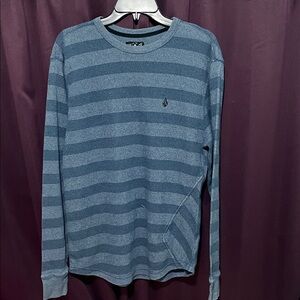 Volcom Navy Striped Long Sleeve Shirt